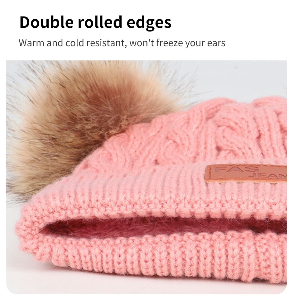 Double-ball Children's Knitted Hat